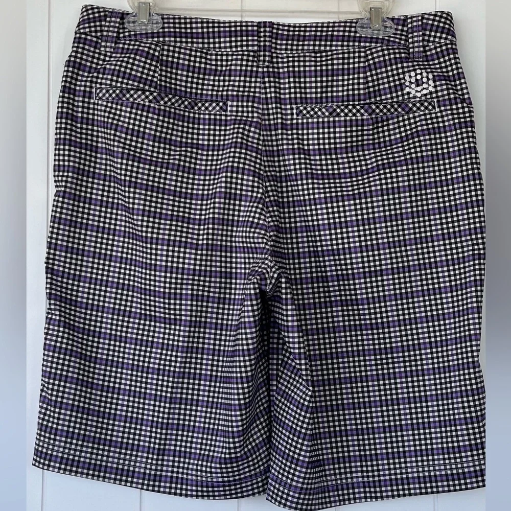 Puma Brand‎ Men’s 10” Golf Shorts Black/White/Purple Check Size 32